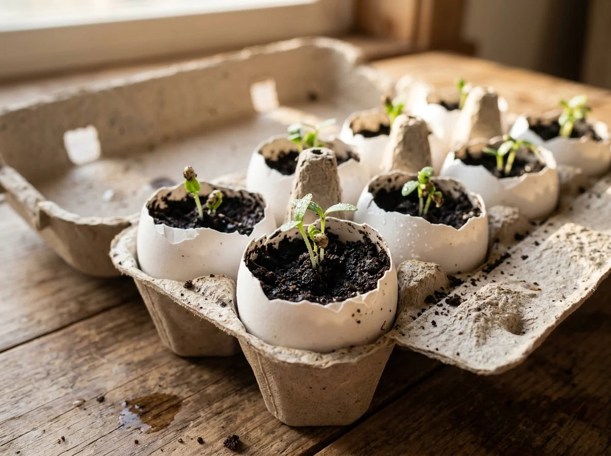 1. Eggshell Seed-Starting Pots