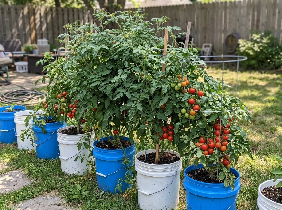 2. Five-Gallon Bucket Vegetable Garden