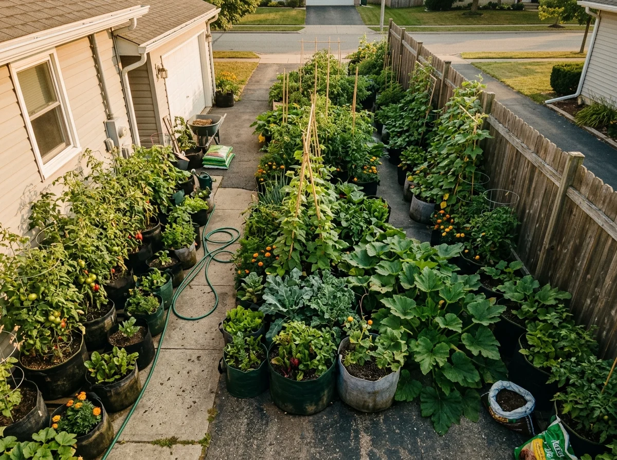 9. Grouping Grow Bags for a Mini Vegetable Patch