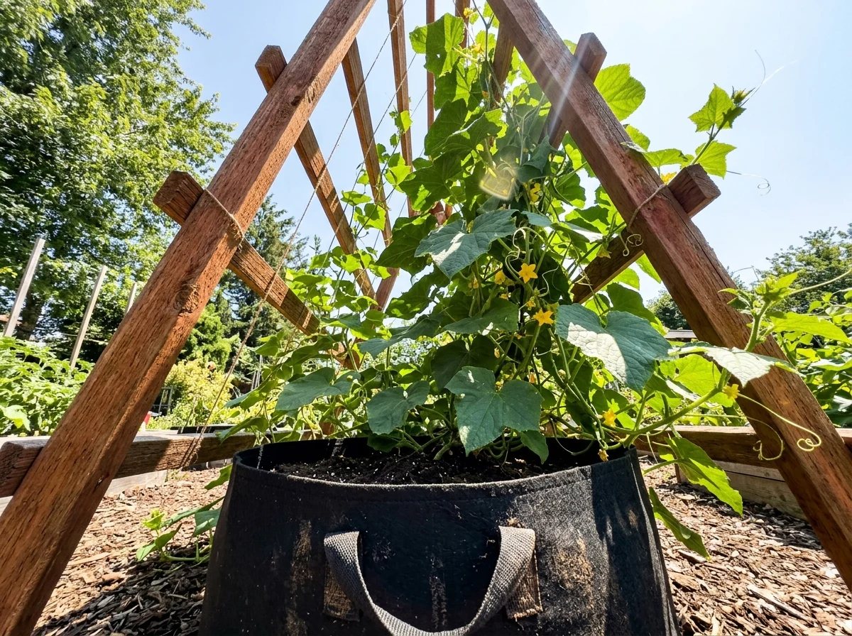 12. Grow Bags for Squash and Vining Crops With Trellis Support