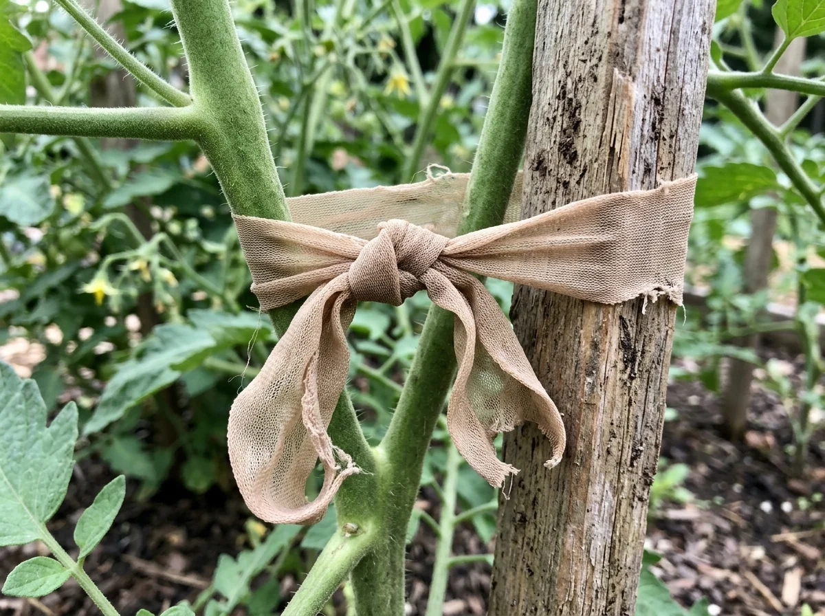 17. Old Pantyhose Plant Ties