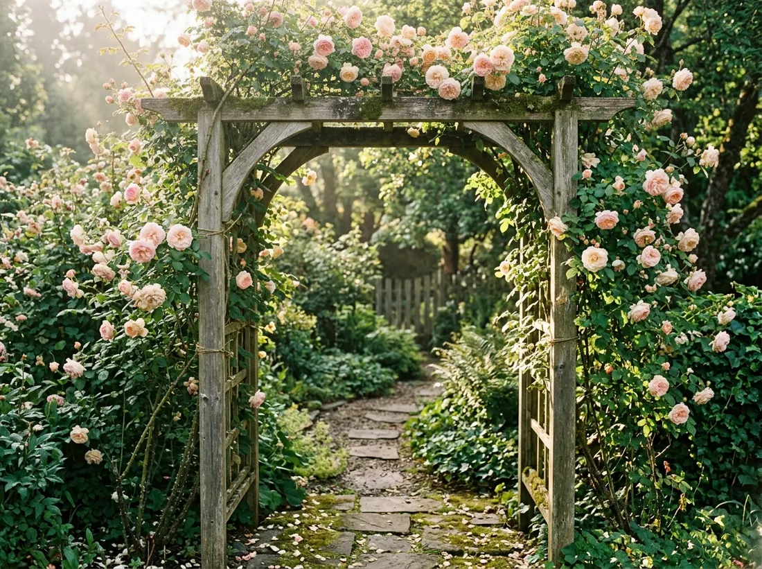 Grow Climbing Roses on an Arbor Entry