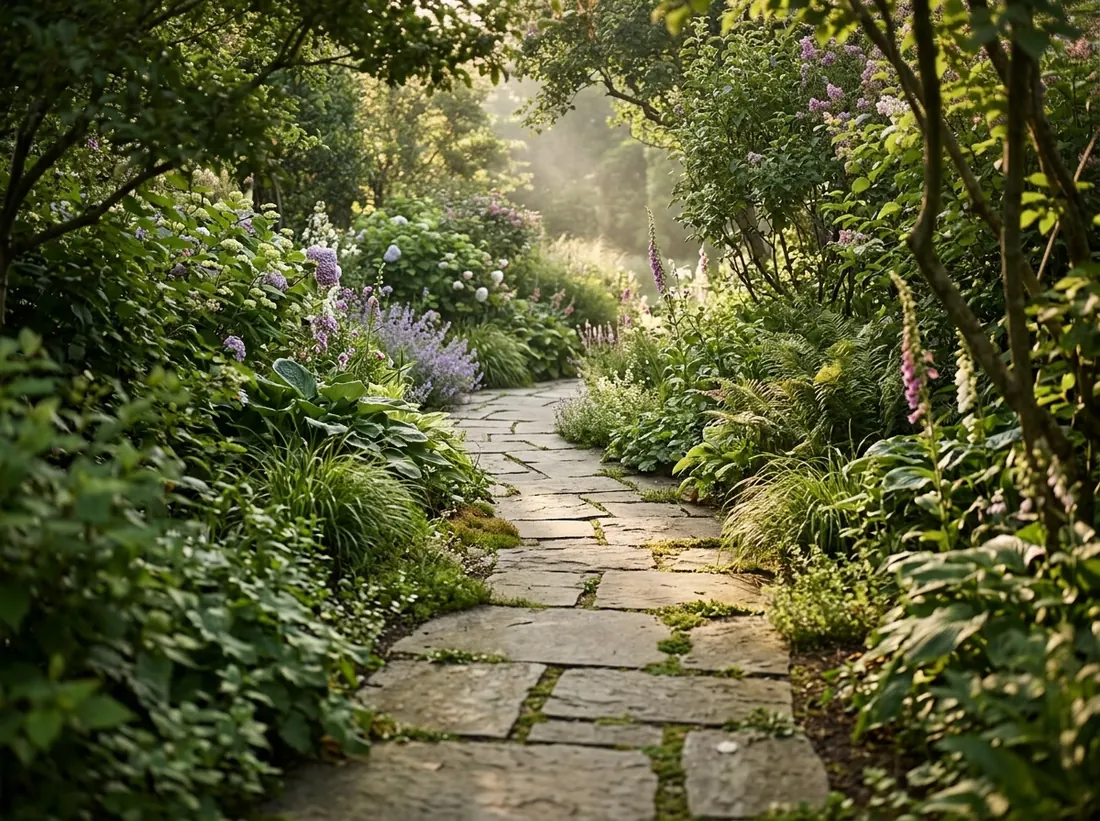 A Meandering Stone Path Through a Planted Bed