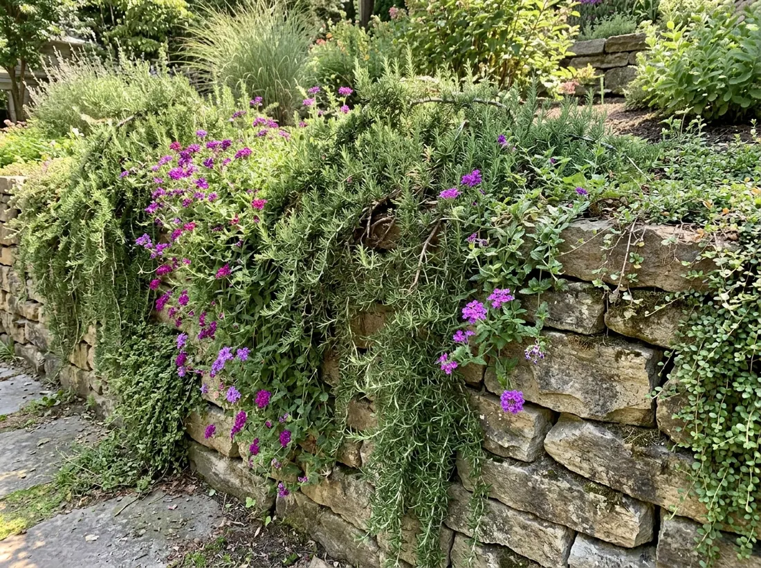 A Raised Planting Bed Along a Retaining Wall