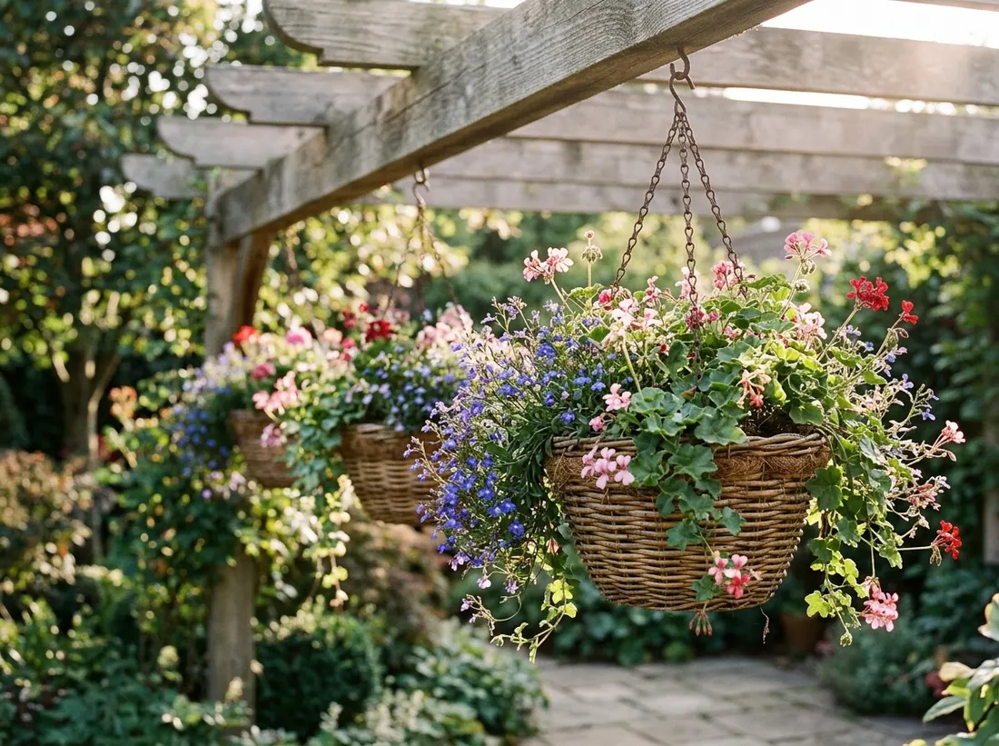 Hang Baskets from a Pergola or Railing