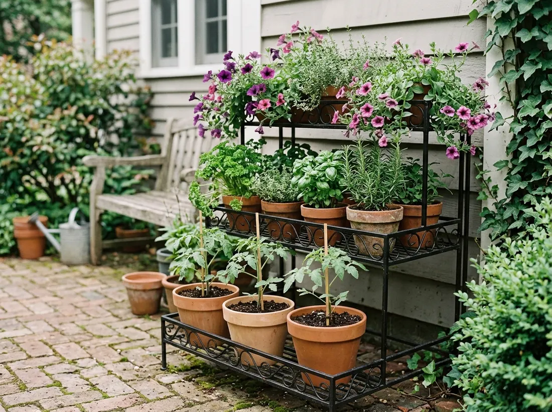 Use a Tiered Plant Stand for Layered Growing