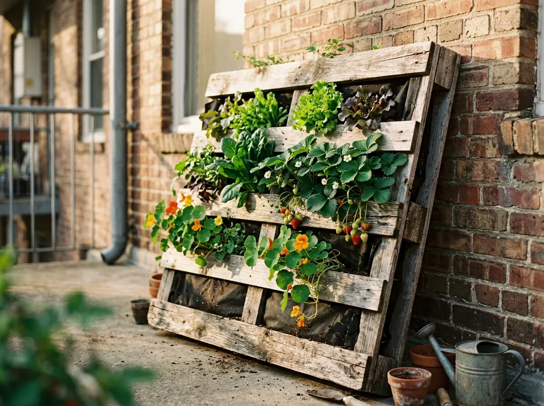 Set Up a Vertical Pallet or Pocket Garden Against a Wall